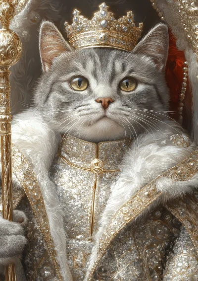 Epic Scottish Fold Cat King Illustration