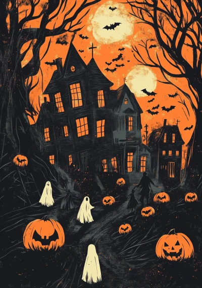 Halloween Town T-Shirt Design