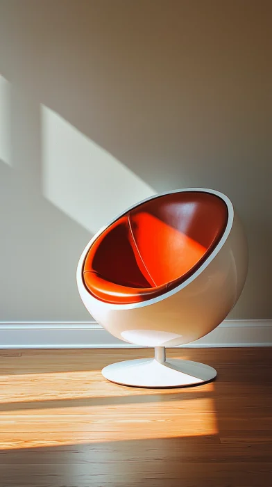 Minimalist Modern Interior with Futuristic Spherical Chair