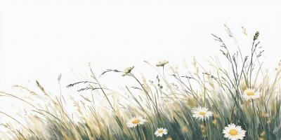 Tall Grass and Wildflowers Painting