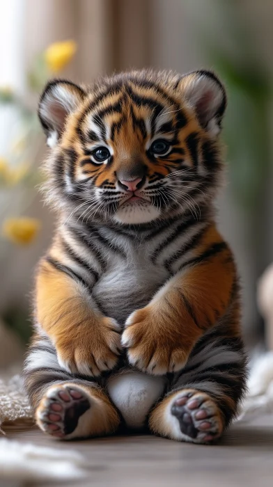 Fat Tiger Baby in Cute Kids Room