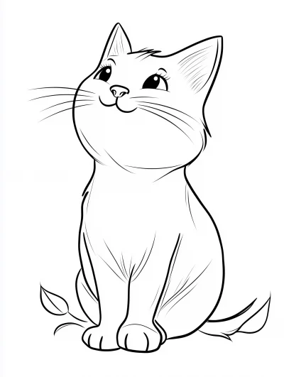 Happy Kitty Coloring Page