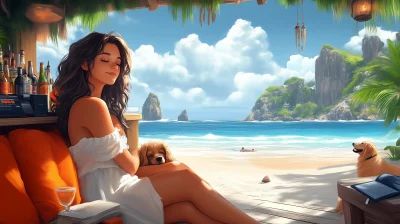 Beach Bar Anime Illustration