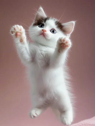 Adorable White Persian Kitten Jumping