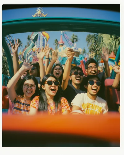 Indonesian Group of Friends at Disney Theme Park