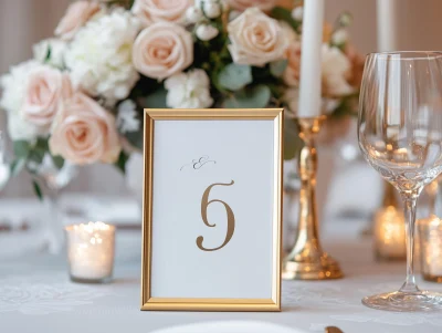 Gold Frame Wedding Table Number Mockup