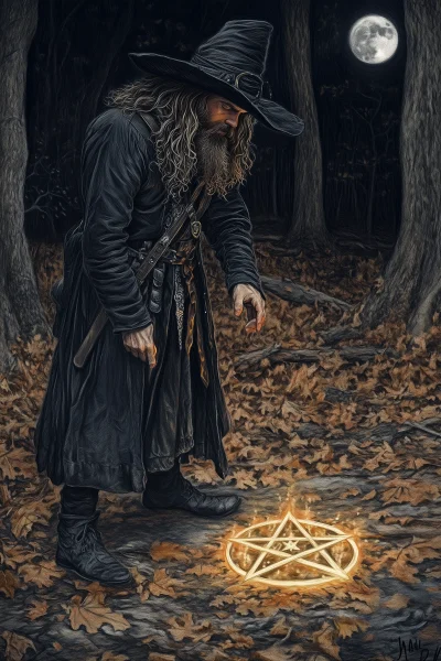 17th Century Warlock Casting a Spell