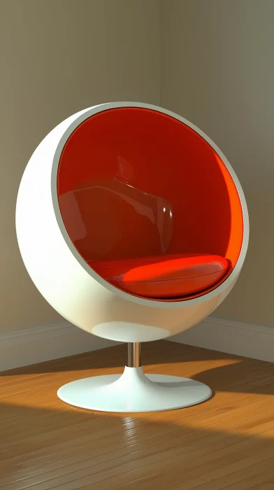 Futuristic Spherical Chair in Minimalist Modern Interior