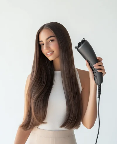 Woman drying her hair