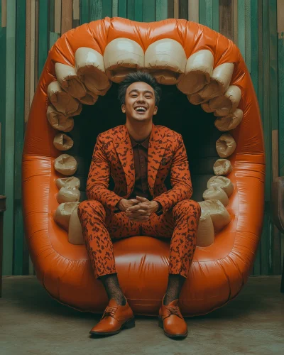 Fashionable Indonesian Man on Unique Chair