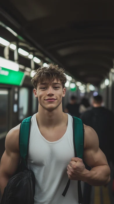 Young Male Model Leaving Subway Station