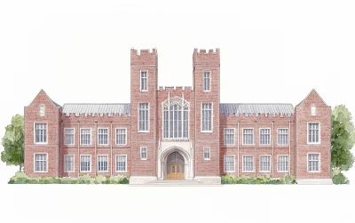 Red Brick Building Illustration