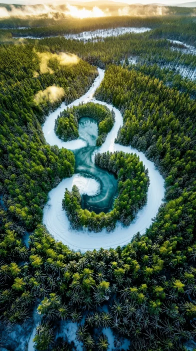 Forest Sea with Numeral 3 on Snow