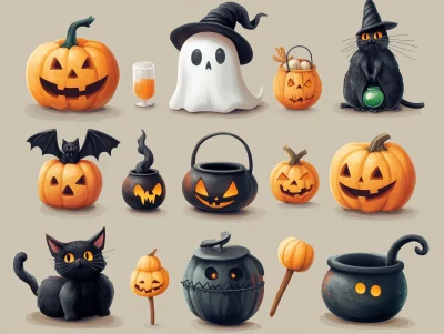 Halloween Characters Icons Set