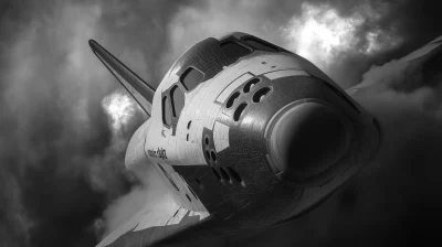 Hyperrealistic Black and White Space Shuttle Photo