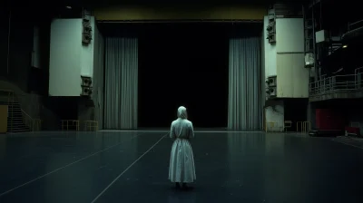 Empty Theater Stage with Curtain