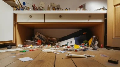 Messy space under cabinet