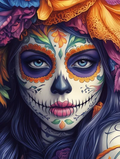 La Catrina Sugar Skull Illustration