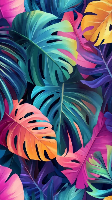 Tropical Abstract Leaves Wallpaper