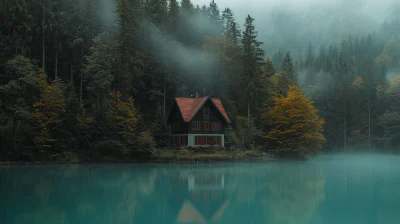 Misty Turquoise Lake