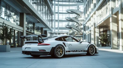 Minimalist Porsche 911 GT3RS in Modern Architecture