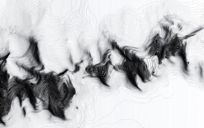 Black and White Contour Path Map