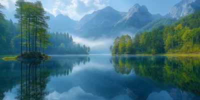 Serene Mountain Lake at Sunset