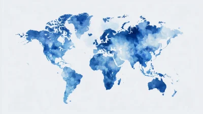 Blue World Map Vector Illustration