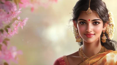 Happy Indian Woman in Saree