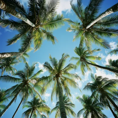 Palm Trees View from Bottom