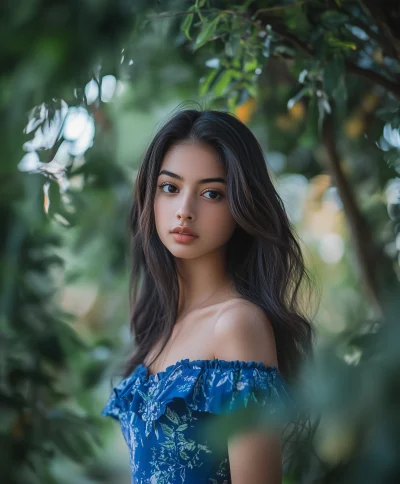 Young Woman in Blue Dress