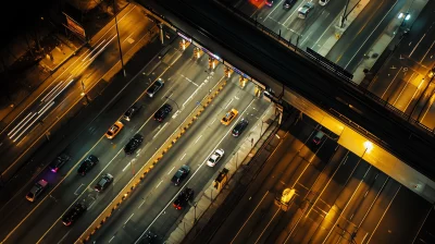 Night Traffic at Toll Booth in New York City