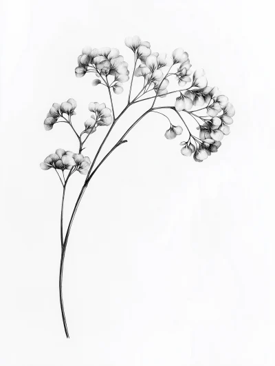 Delicate Babys Breath Line Drawing