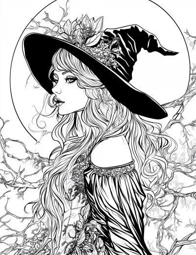 Magical Witches Coloring Book