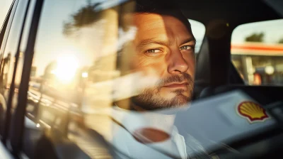 Proud Man Looking Out Car Window