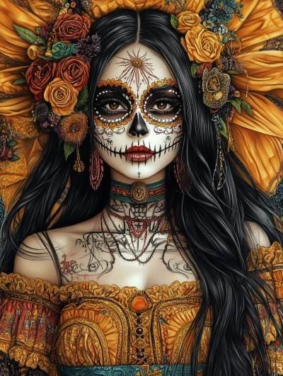 Dia de los Muertos Colored Pencil Illustration