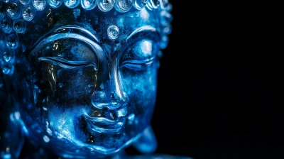 Blue Glass Buddha Statue