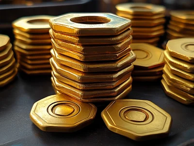 Hexagonal Gold Coins