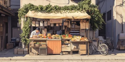 Cyberpunk City Food Stall