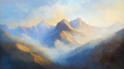 Impressionist Mountain Range Painting