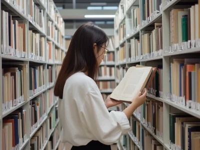 Korean Student in Library