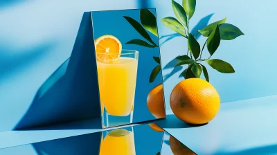 Creative Illusion with Orange Juice and Mirror