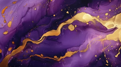 Vibrant Purple and Gold Abstract Artwork