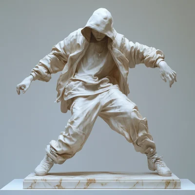 White Marble Statue of a Dancing Man