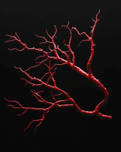 Red Branch on Black Background