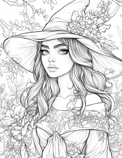 Magical Witches Coloring Book