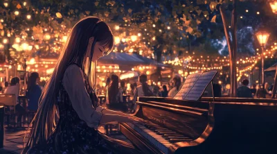 Anime Evening Cafe Piano Performance