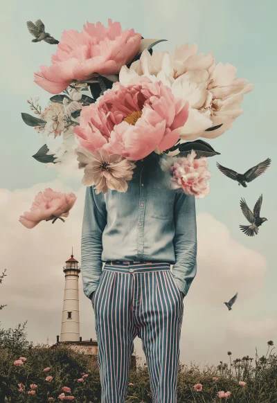 Whimsical Flower Man Collage