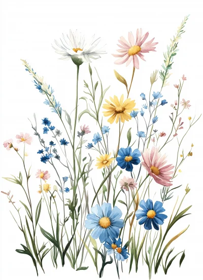 Watercolor Wildflower Bouquet Illustration