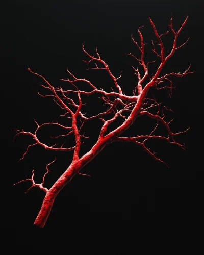 Red Branch on Black Background